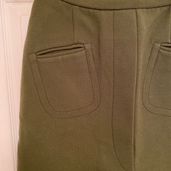 Sz Sm 60s Vintage Heavy Wool Mod Green Skirt - Picture 12 of 15